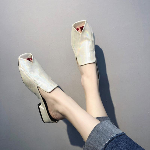 Female Summer Fashion Wear Slipper Fish Mouth Block Heel Versatile A- line Sandals Mules Shoes lykj-yxy